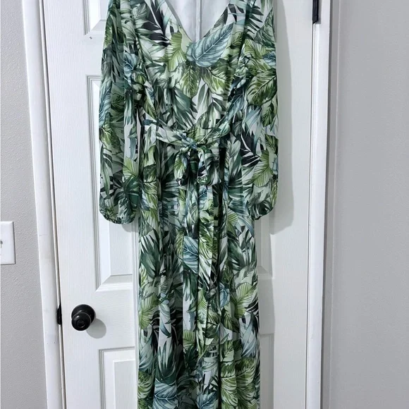 Nine West | Dresses | Elegant Green Leaf Print Dress Nwot | Poshmark